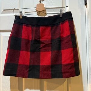Vintage J. Crew Plaid Red and Black Wool Women's Mini Skirt Size 2